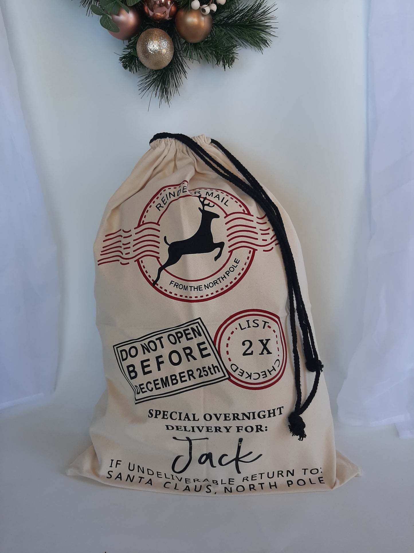 Personalised Christmas Santa Sack- Reindeer Mail